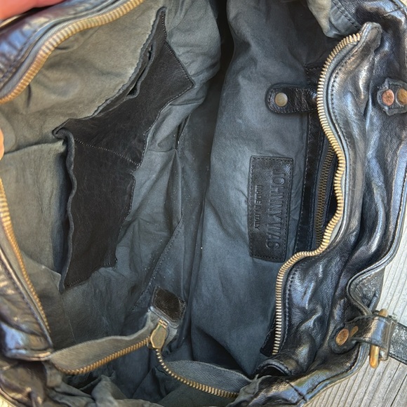 Johnny Was black leather shoulder bag with tassel - Picture 5 of 7